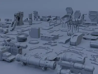 60  Sci Fi kitbash 3D model