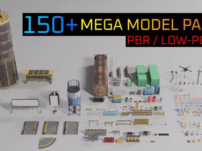 Mega Urban Street Pack Game-Ready Props  PBR Low Poly  Low-poly 3D model