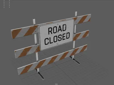 Road Closed Sign Low-poly 3D model buy