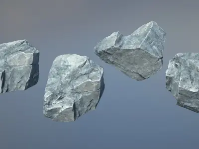 8 Gray Sharp Rocks - 240727 Low-poly 3D model