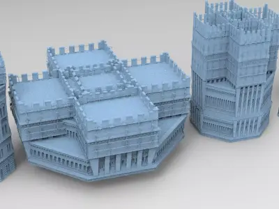 Medieval Library Tower 4 models  3D model