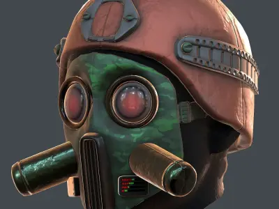 Gas mask helmet 3d model scifi Low-poly  Low-poly 3D model