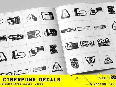 500 Cyberpunk Decals Megapack Texture