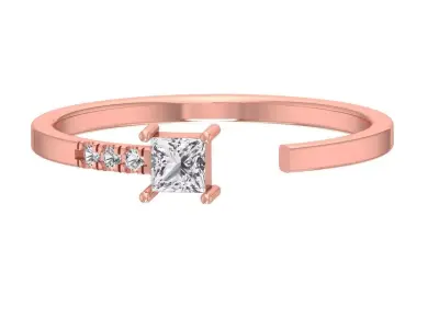 Solitaire Women Light Weight Princess stone Band Ring 3D print model