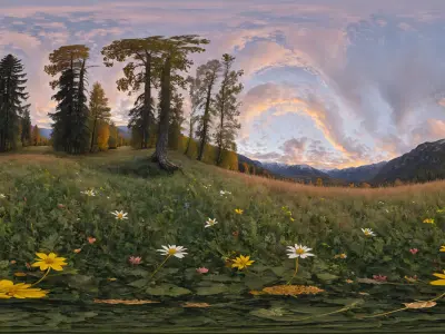 HDRI Meadow Landscapes Low-poly 3D model