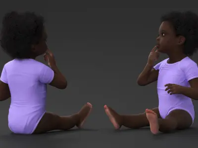  African Baby Girl Wearing Bodysuit Sitting 