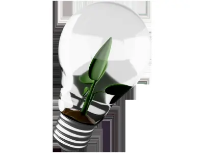 3d tree Growing in an Energy Efficient Light Bulb icon 3D model
