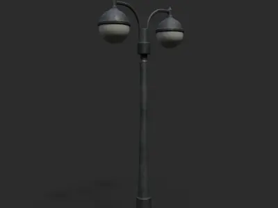 Double Lamp Post 2 Low-poly 3D model