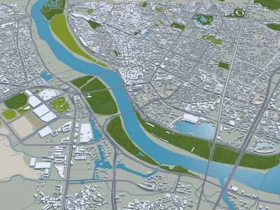 Quanzhou Fujian China 40km AI Low-poly 3D model