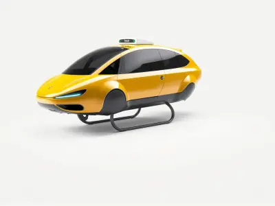 Futuristic Flying Taxi 3D Model Low-poly 3D model