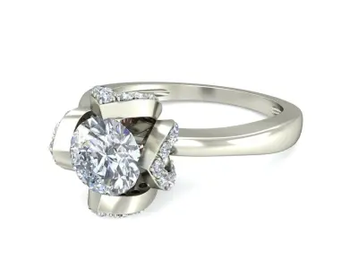 Light Weight White Gold Diamond Ring  -VJR02 3D print model