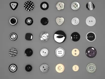 Button Pack Black and White 3D model