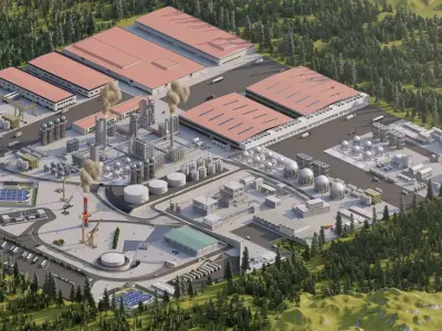 Industrial Factory-Petrochemical-Complex and Oil Gas Rig 3D model