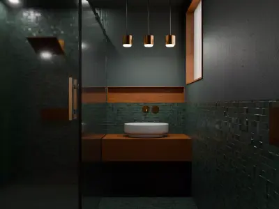 Modern Dark Bathroom Asset Pack Low-poly 3D model