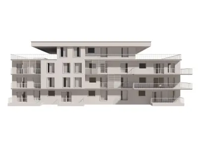 Apartment Exterior Residential Building Low-poly 3D model
