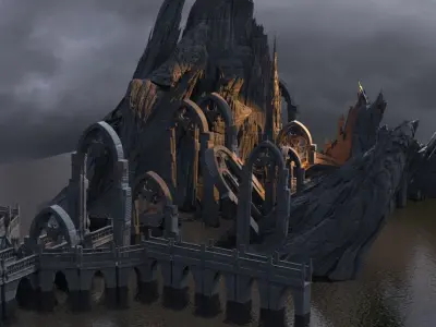 Khazaddum mountain ruins 3 3D model