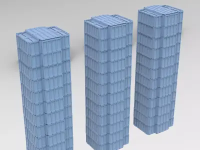 Cyberpunk Tower Grid window Block 1 3D model