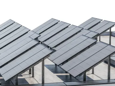 Modern house 27 at night 3D model