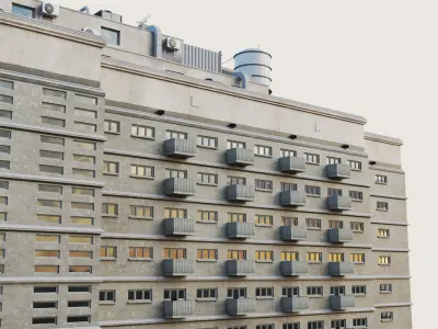 Building Skyscraper City Town Downtown Office Space Work Street Low-poly 3D model 13