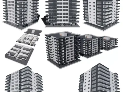 Residential Building with internal 5 3D model