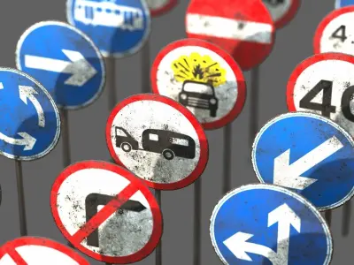 Traffic Sign Collection VOL 2 Low-poly 3D model
