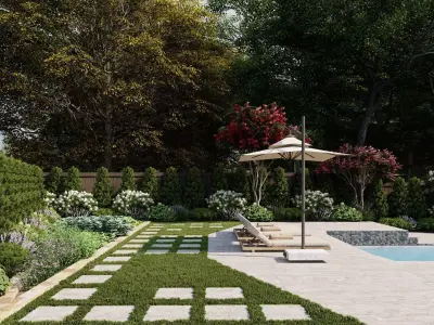 Garden Landscape 3D Model - SketchUp and Lumion Scene 3D model