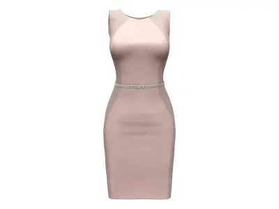 Beige Skin Color Knee Length Pencil Skirt Dress Low-poly 3D model