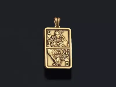 Heart queen playing card pendant light 3D print model