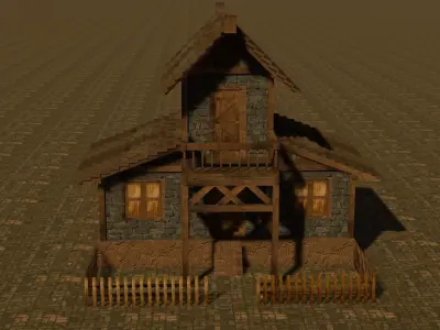 Medieval house ten 16 Low-poly 3D model