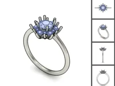 Classic Solitaire Wedding Engagement Stone Ring 3D print model