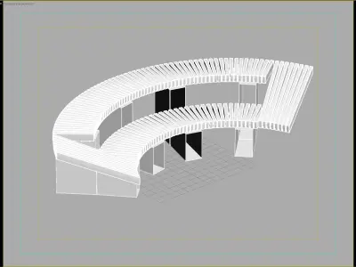Contemporary Curved Modular Bench for Parks and Public Spaces 3D model
