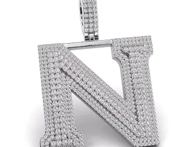 Alphabet Latter N Diamond Pendent 3D print model