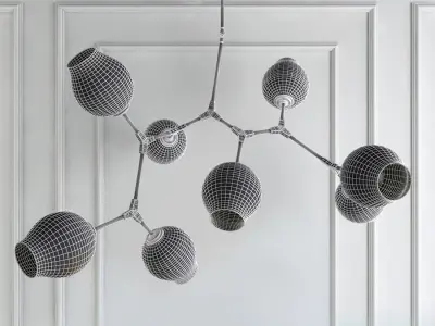 Chandelier branching bubble chandelier 8 black 3D model