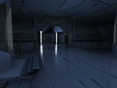 scifi sci fi blender interior corridor hallway futuristic pbr  3D model