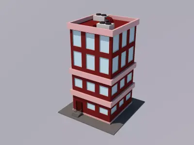 Cartoon House Low-poly 3D model 19
