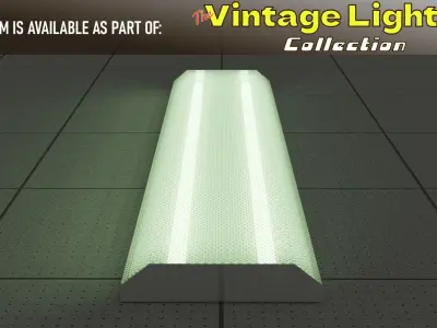 Vintage Ceiling Fluorescent Light Fixture Low-poly 3D model