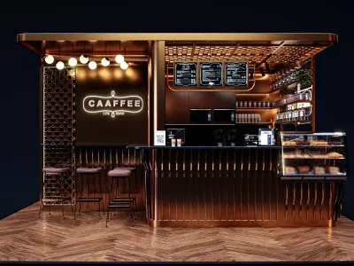 Coffeshop Booth Blender - Fbx - Obj Low-poly 3D model