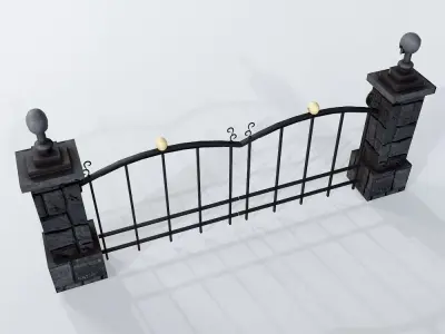 Cemetery creepy door low poly 3d model  3D model