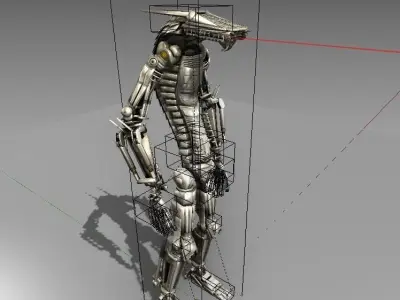 Burnout Robot Rigged and Animated Low-poly 3D model