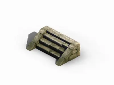 Blacksmith shop - stone ladder 01 3D model