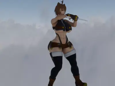 Curvy Katana Cat Woman 3D print model