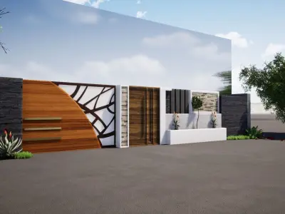 Compound wall entrance gate  design 3D model