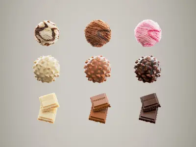 6 Magnum Ice creams  and 2 Scene setups 3D model