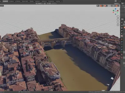 Pontevecchio Florence Italy  with texture Low-poly 3D model