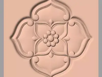 Furniture decoration round flower 3D STL model for CNC E926 3D model