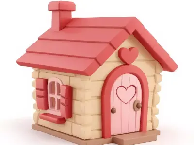 Stylized Valentine House 3D Model Low-poly 3D model