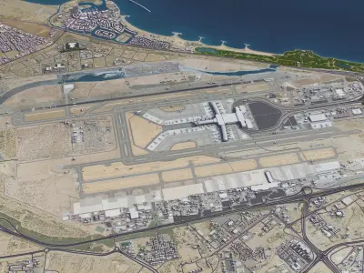 Muscat Airport Low-poly 3D model