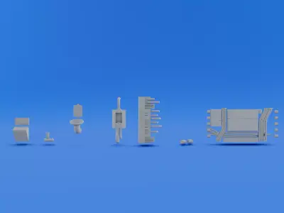 Low poly sci fi assets Low-poly 3D model