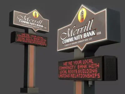 Bank Sign Low-poly 3D model