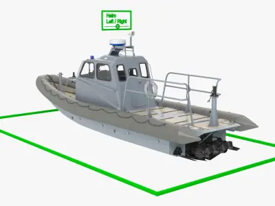  Inflatable Utility Boat with Hard Hull and Antenna Rigged 